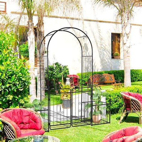 outsunny metal garden arch with planter boxes|outsunny garden arbor gate.